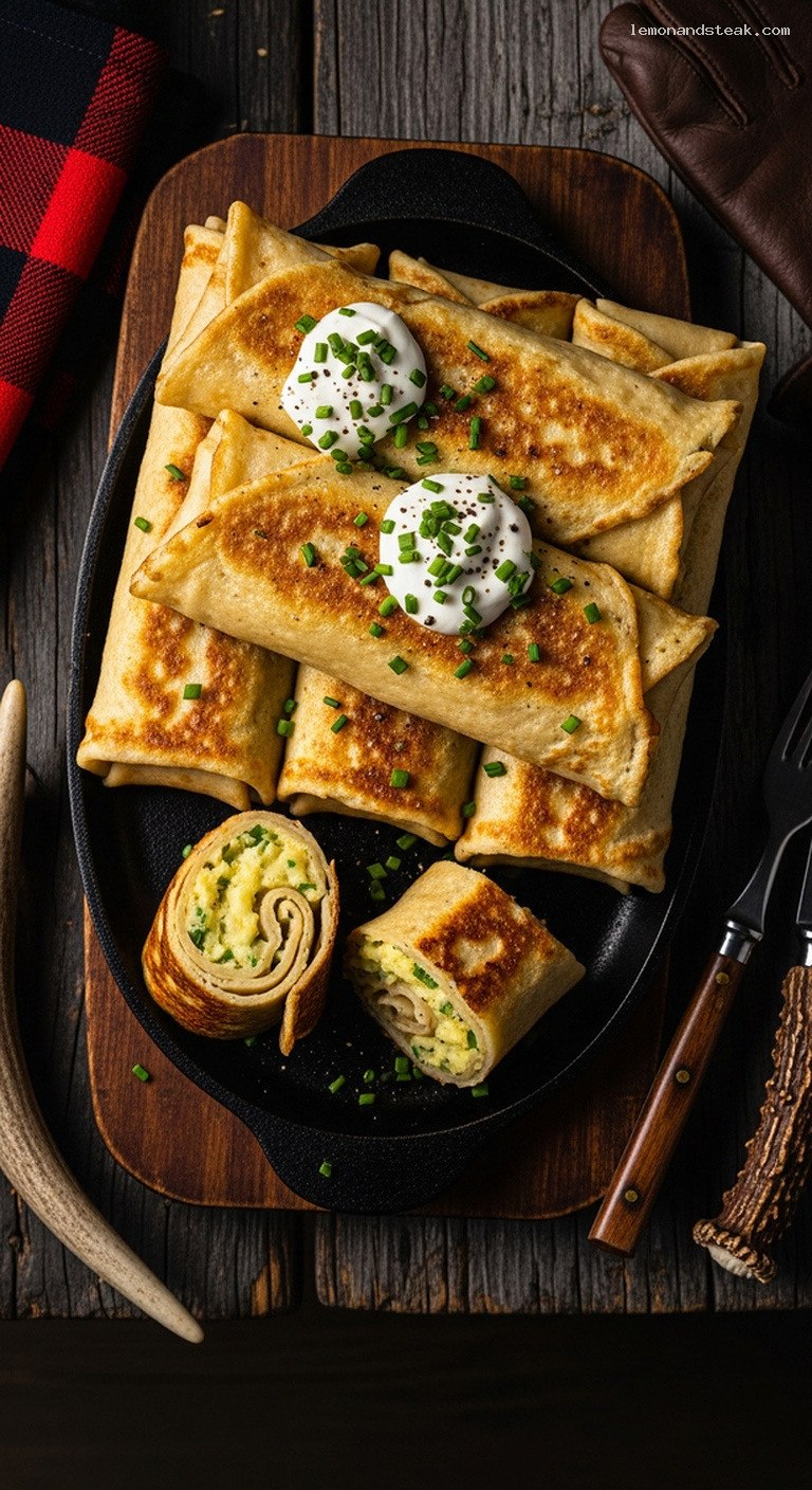 Crispy Potato-Stuffed Crepes With Golden Mashed Potatoes