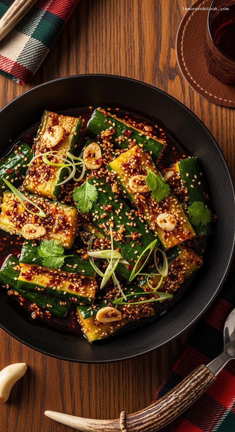 Crispy Smashed Cucumber Salad With Chili Oil