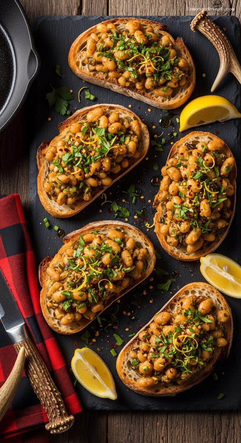 Crispy Smashed White Bean Toast With Herbs and Lemon
