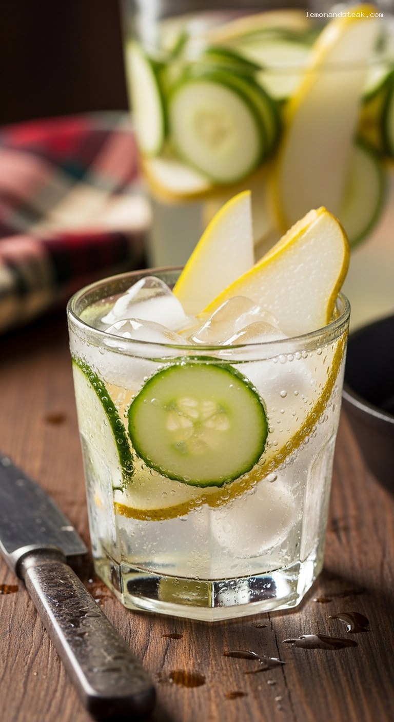Cucumber Pear Infused Water for Delicate Hydration – Closeup