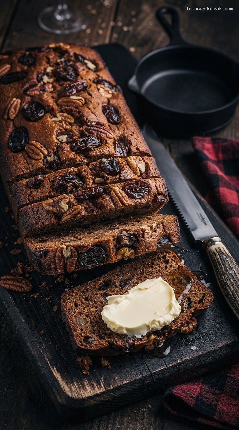 Date Nut Bread Loaf with Chopped Dates and Nuts
