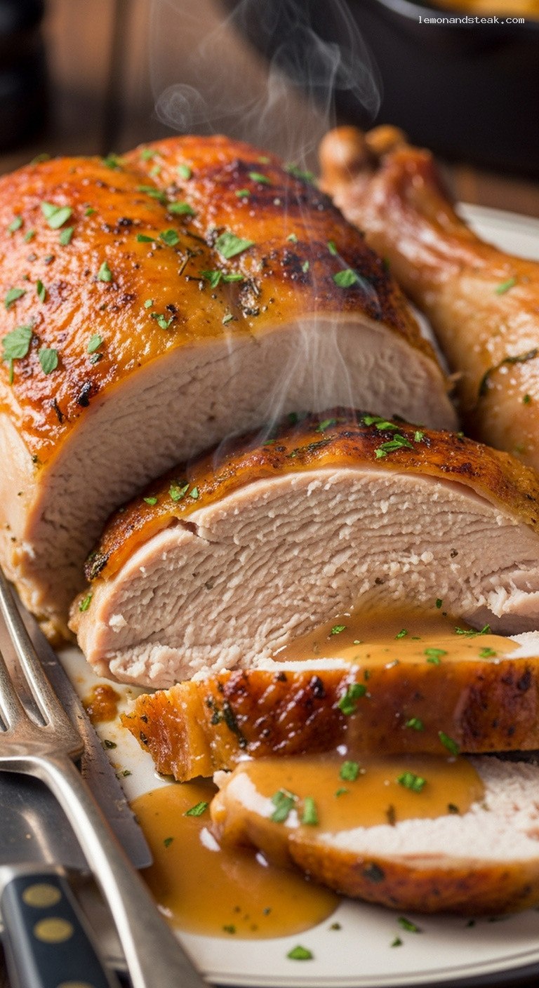 Diner-Style Herb-Garlic Mayo Roast Turkey – Closeup