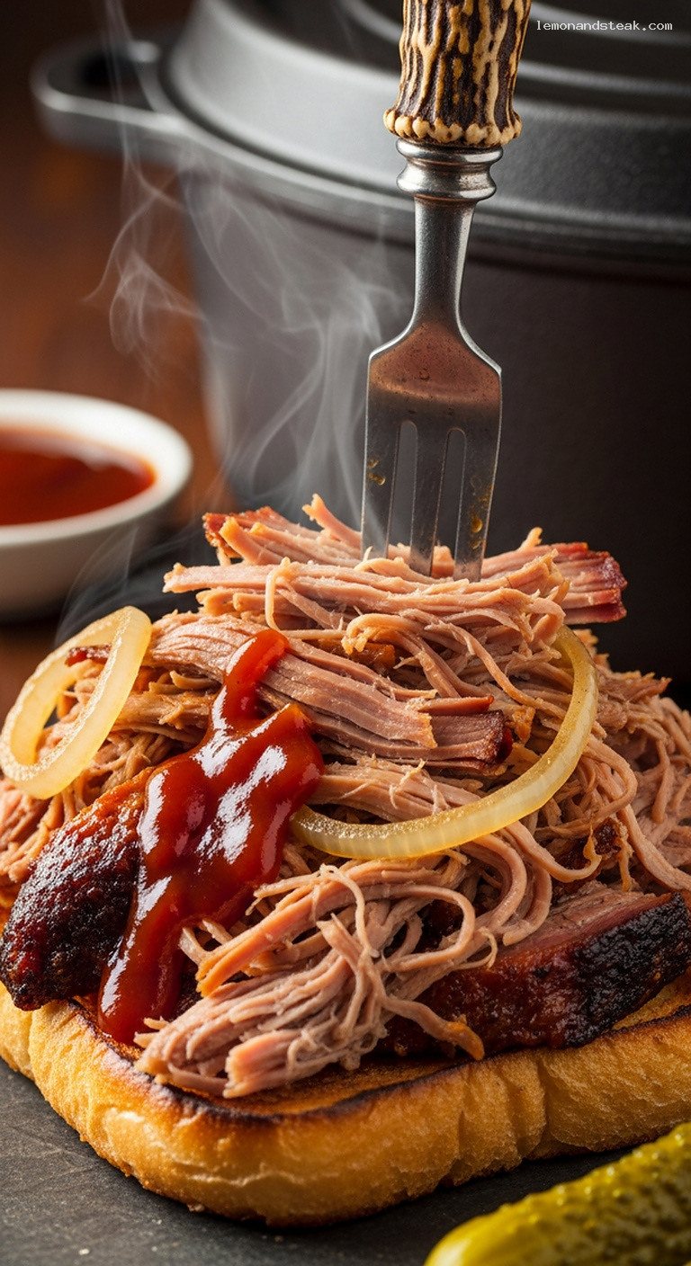 Dutch Oven Campfire Pulled Pork Sandwiches – Closeup