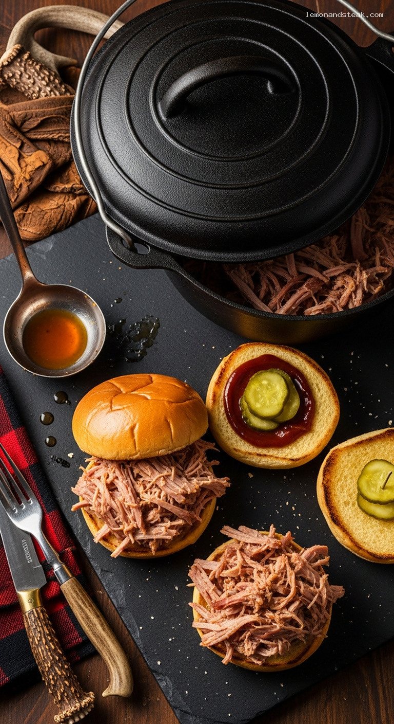 Dutch Oven Campfire Pulled Pork Sandwiches