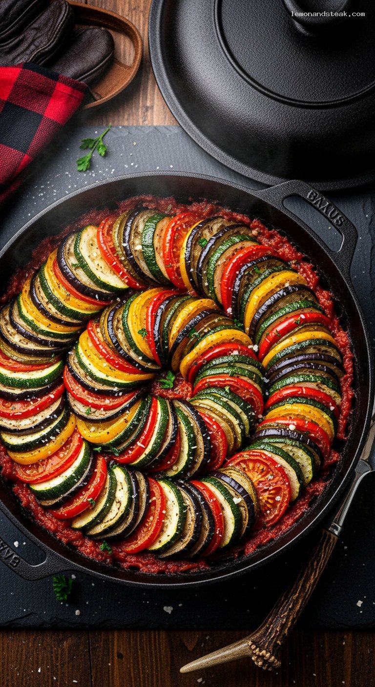 Dutch Oven Ratatouille Vegetable Bake with Zucchini and Eggplant