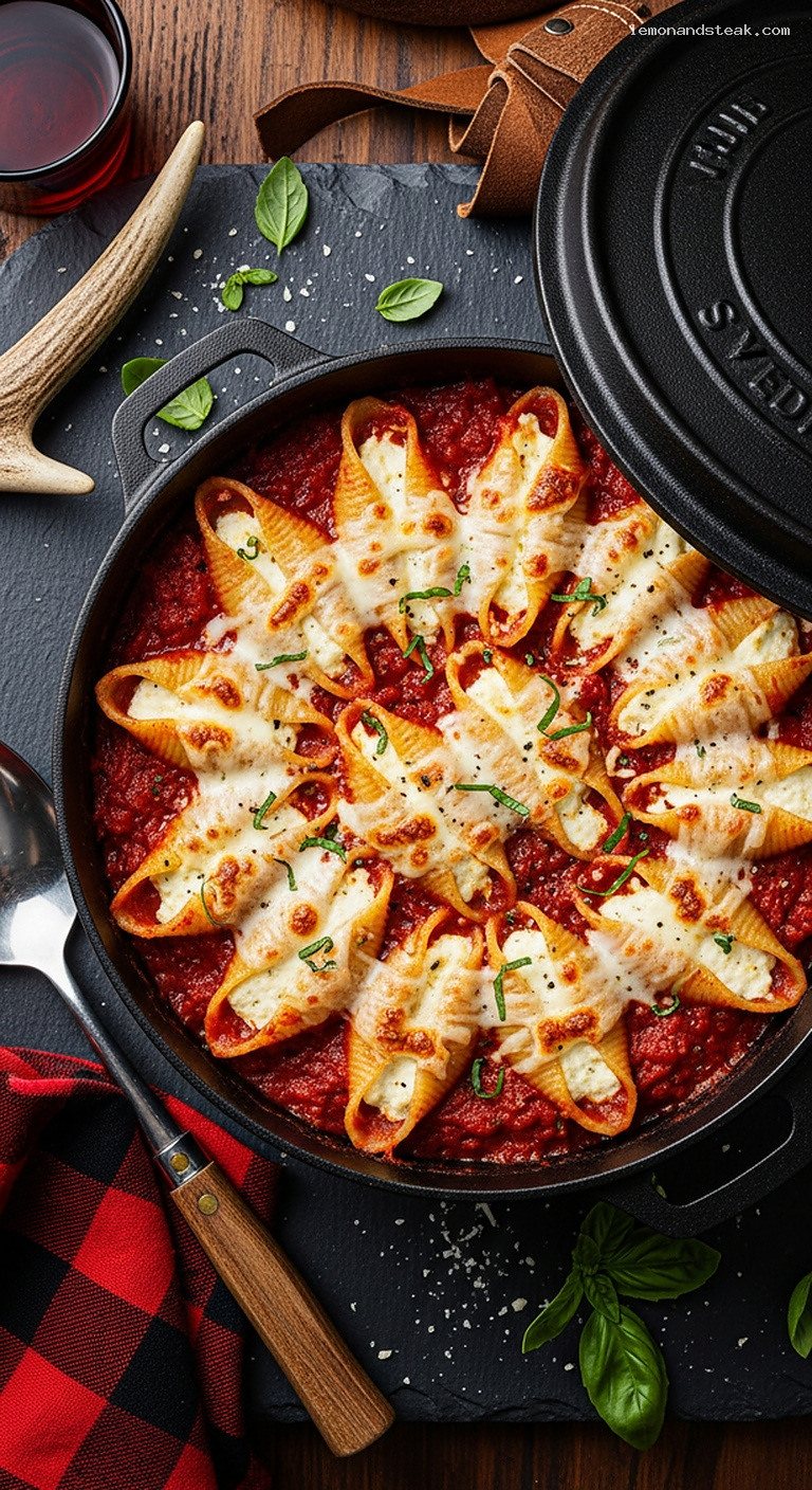 Dutch Oven Ricotta-Stuffed Shells Baked in Marinara