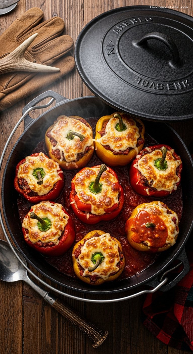 Dutch Oven Stuffed Peppers With Smoky Rice and Meat