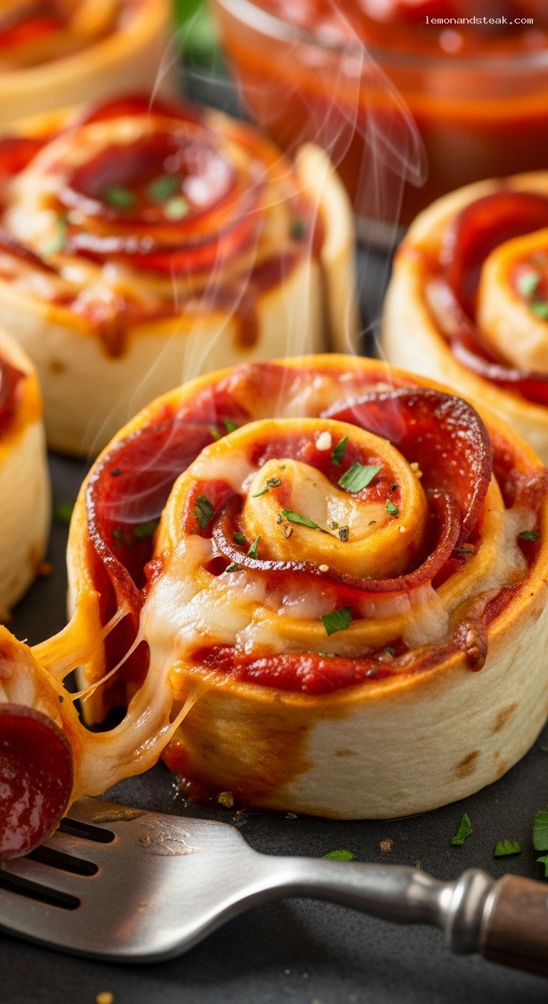 Easy Pepperoni Pizza Tortilla Pinwheels – Closeup