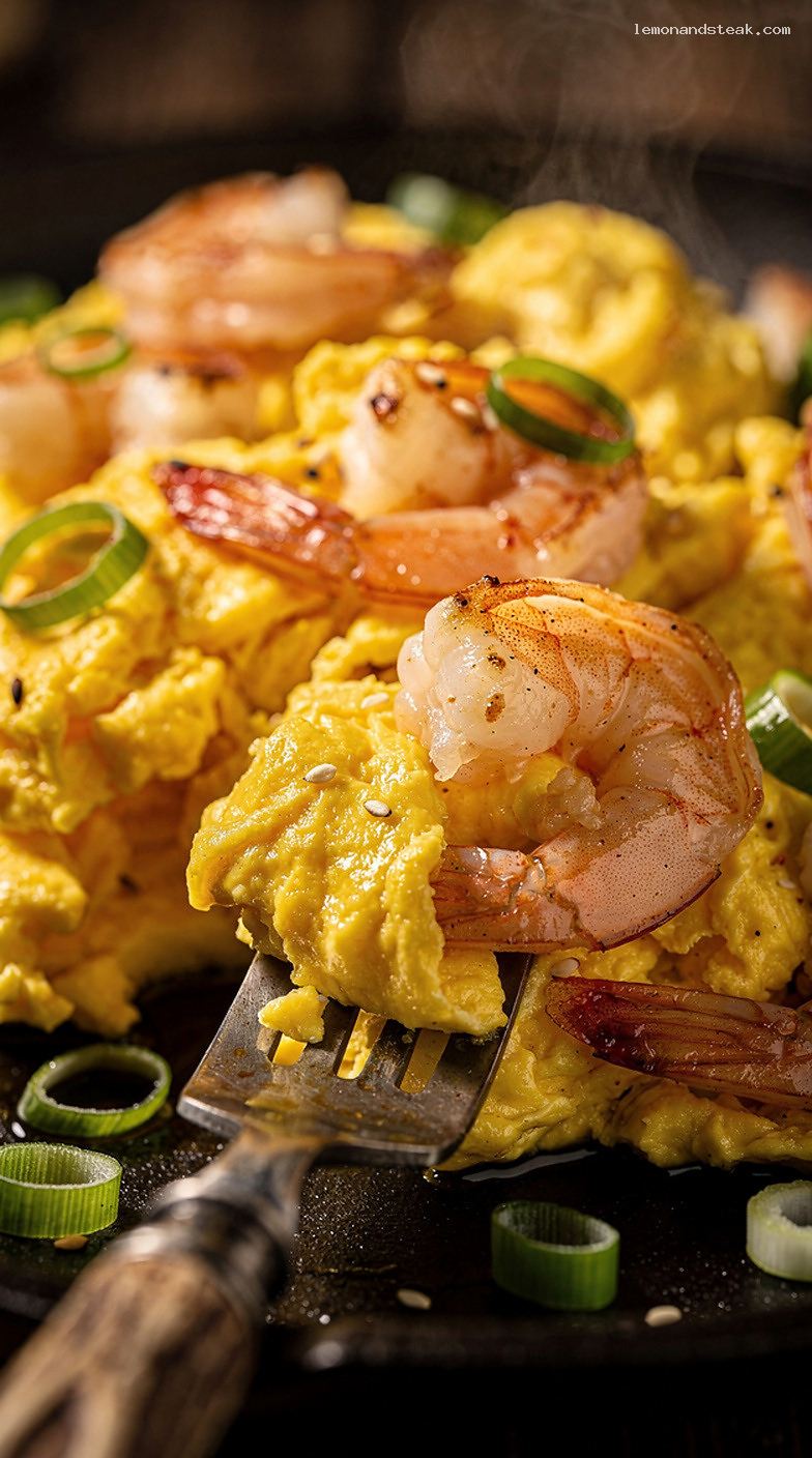 Egg and Shrimp Stir-Fry Scramble – Closeup
