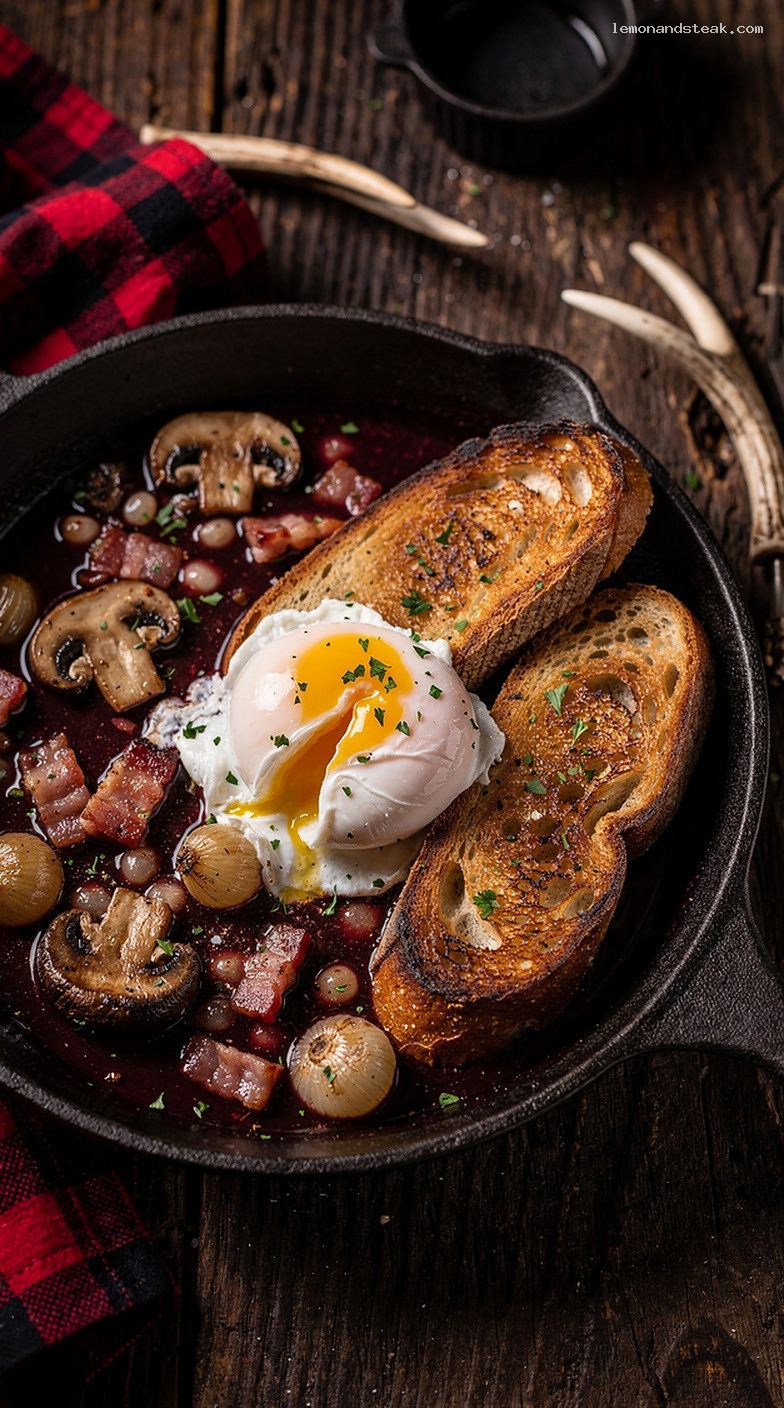 Eggs En Meurette With Red Wine Mushroom Sauce
