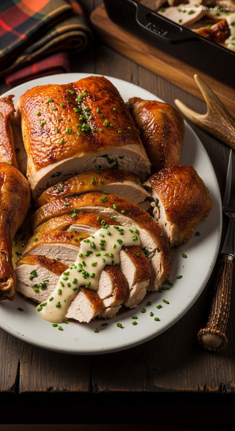 Farmhouse Garlic-Chive Butter Roast Turkey with Warm Cream