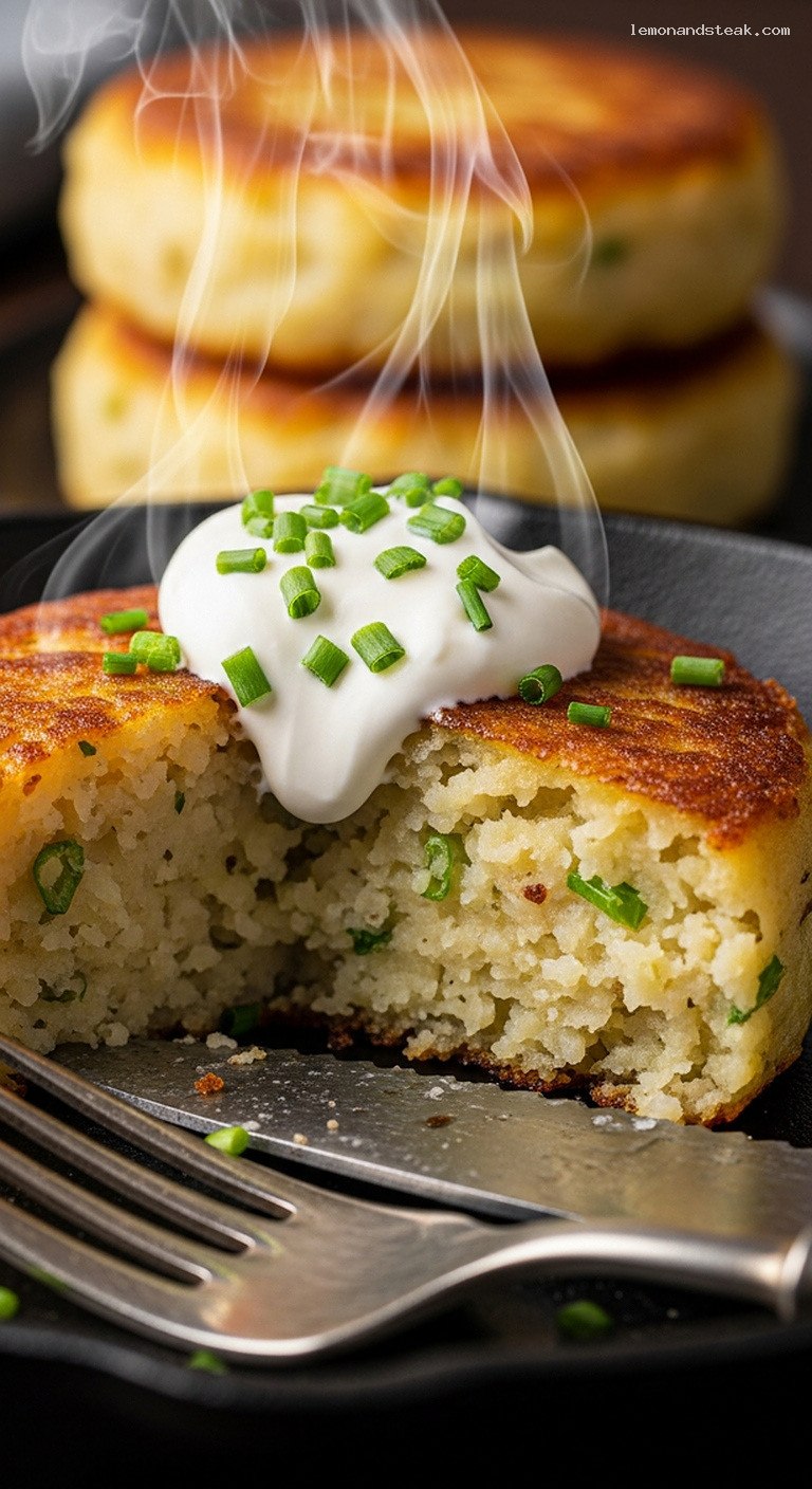 Fluffy Pan-Fried Irish Boxty Potato Cakes – Closeup