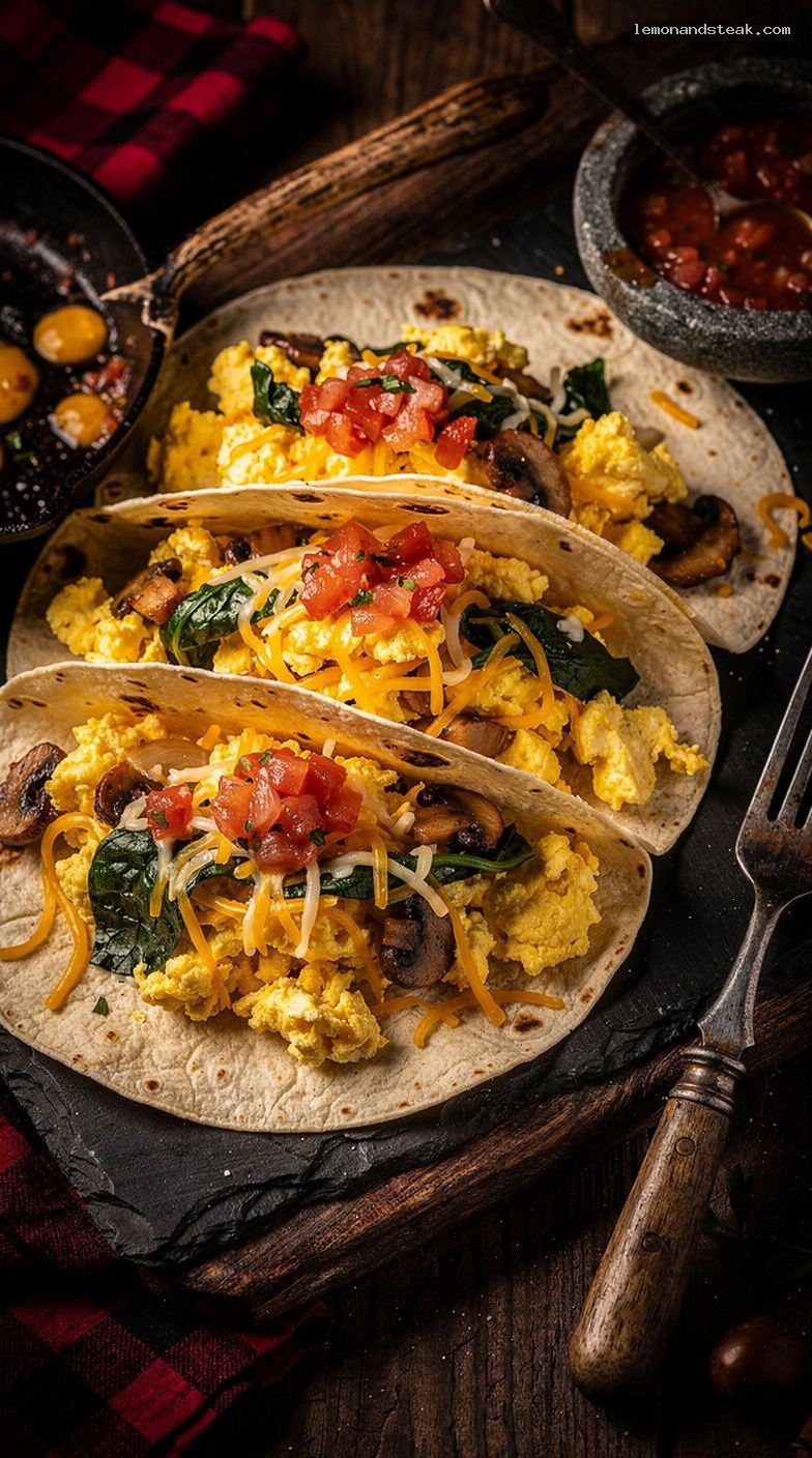 Fluffy Scrambled Egg and Cheese Breakfast Tacos