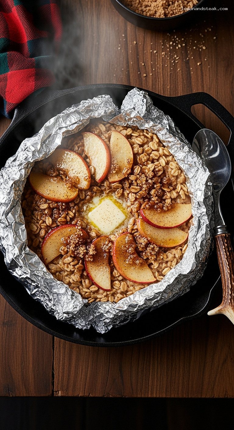 Foil-Packet Cinnamon Apple Oatmeal with Steamed Spiced Apples