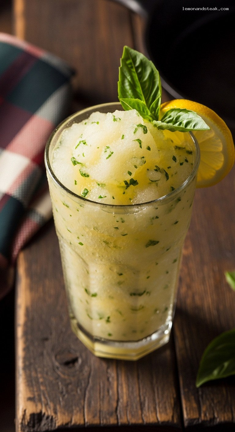 Frosty Lemon Basil Sorbet Slush