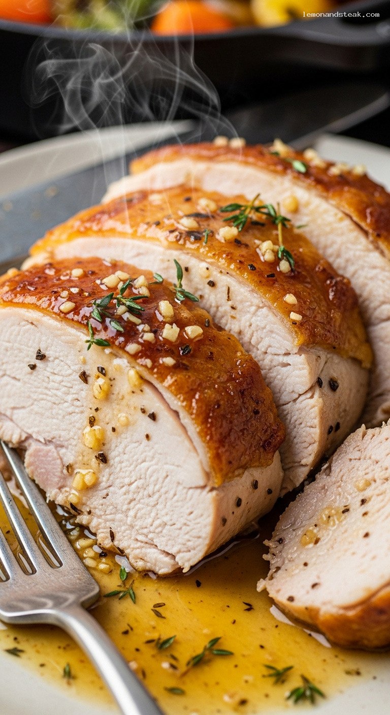 Garlic Herb Brown Butter Roast Turkey – Closeup