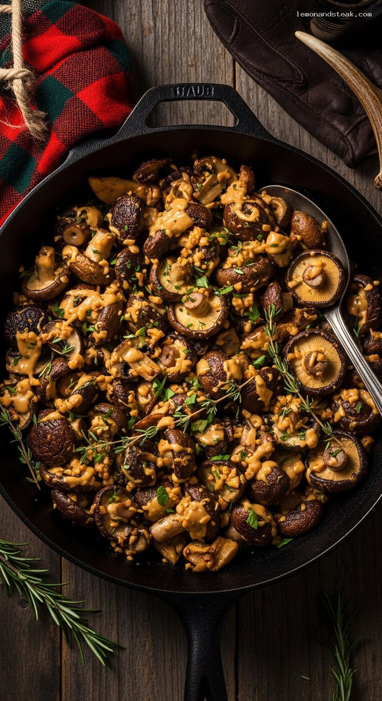 Garlic Herb Peanut Butter Roasted Mushroom Medley
