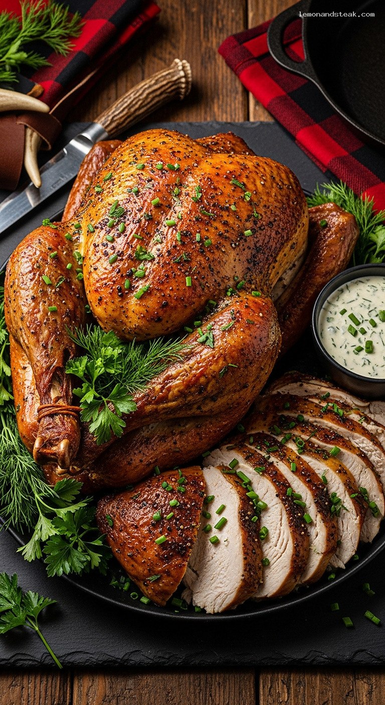 Garlic Herb Ranch-Brined Roast Turkey with Fresh Herbs