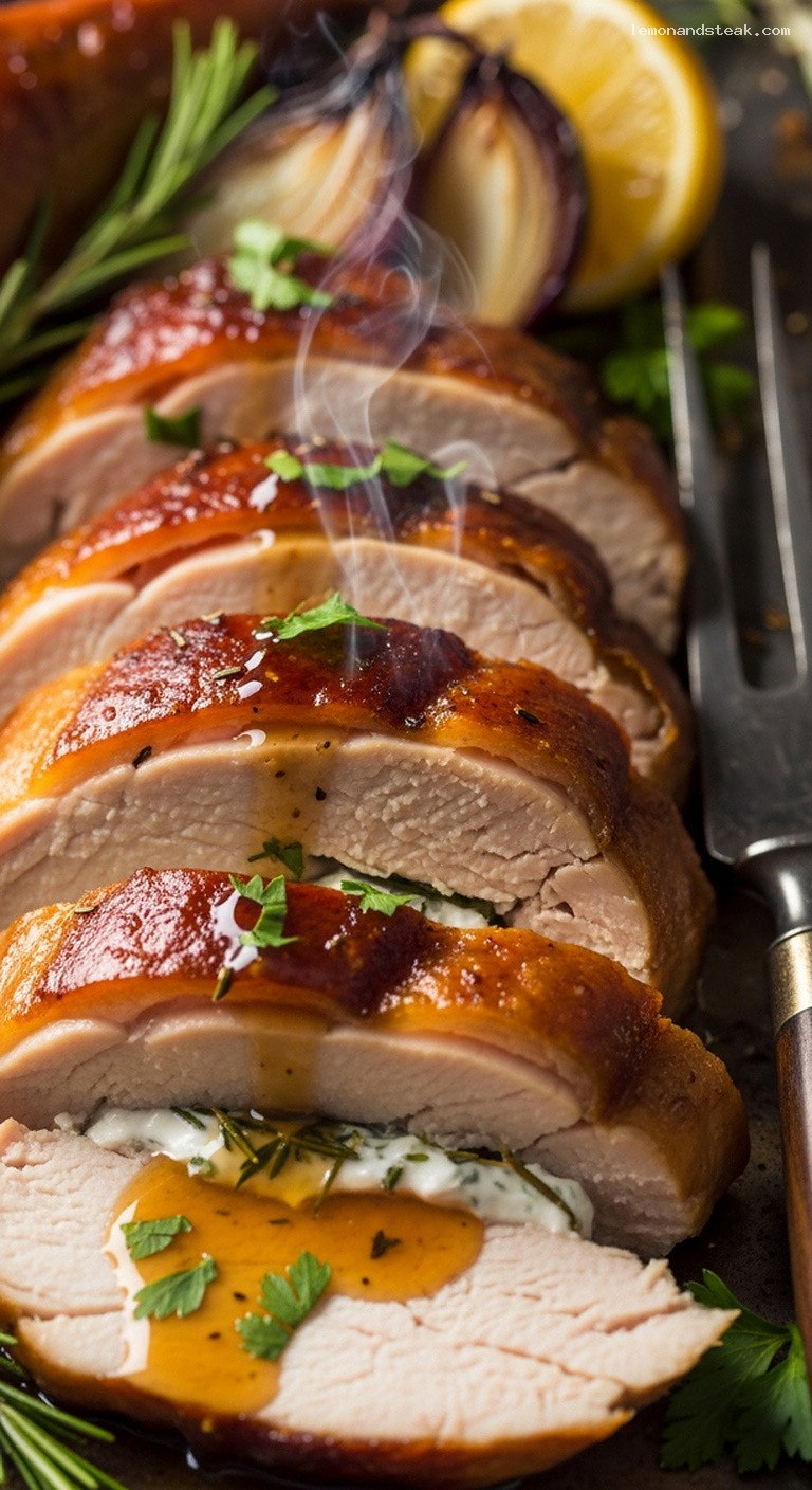 Garlic Herb Yogurt Roast Turkey for Ultra-Moist Meat – Closeup