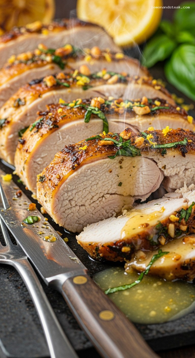Garlic Lemon Basil Homestyle Roast Turkey – Closeup