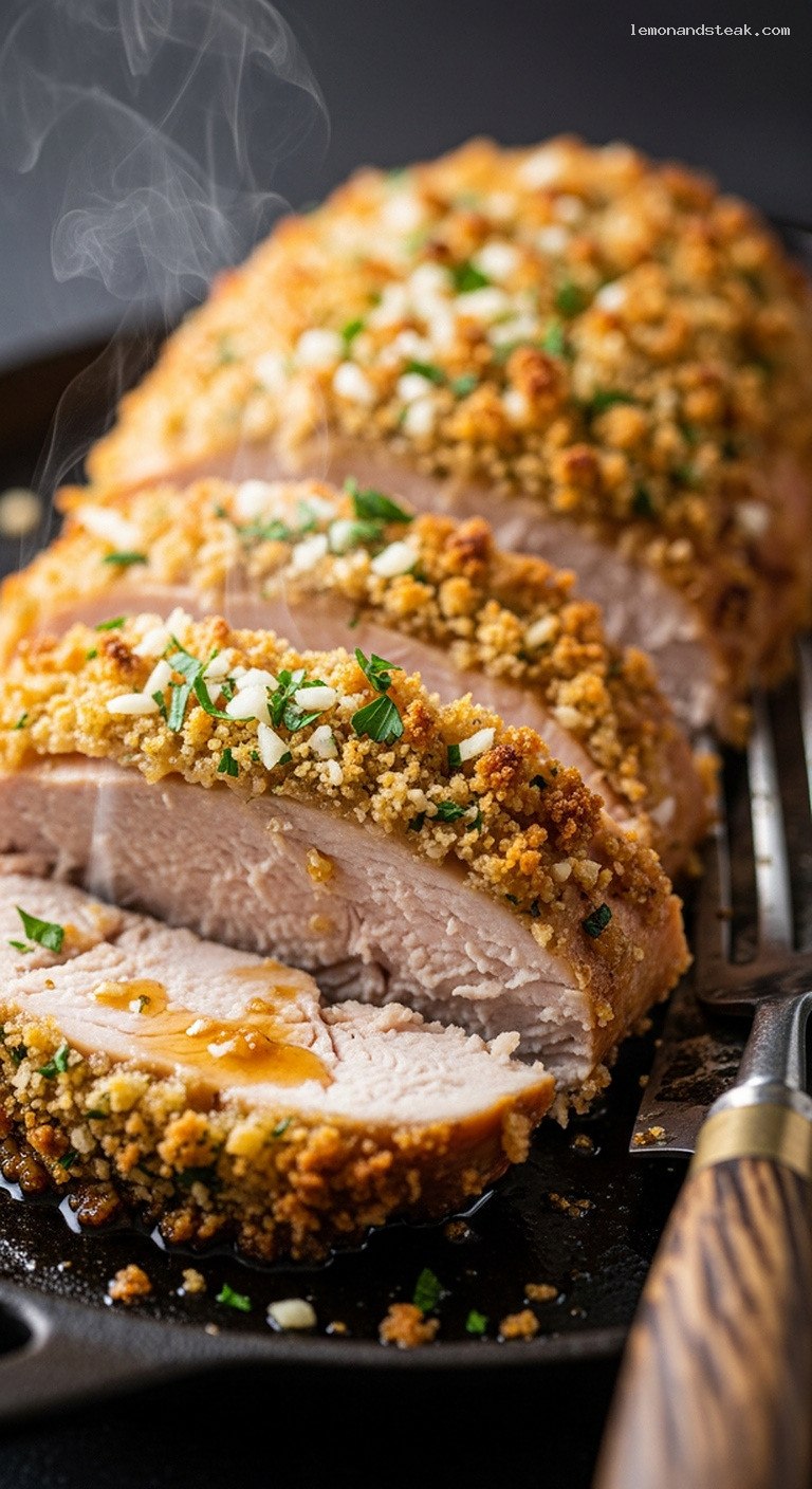 Garlic Parmesan Crusted Turkey With Crispy Italian Flair – Closeup