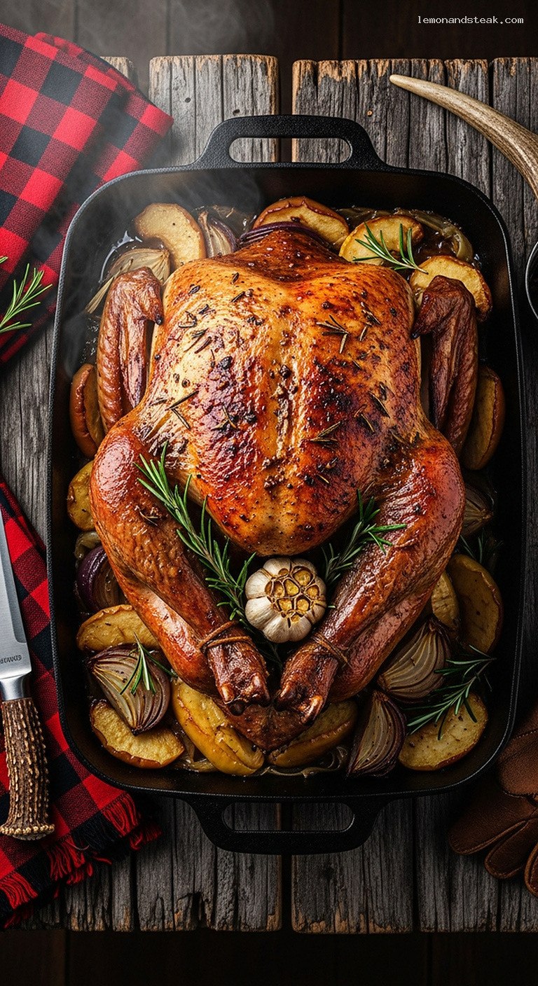 Garlic Rosemary Brown Butter Roast Turkey With Apples