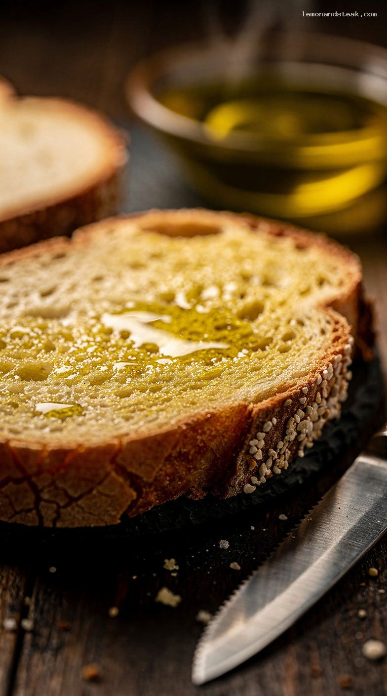 Golden Semolina Bread with Olive Oil – Closeup