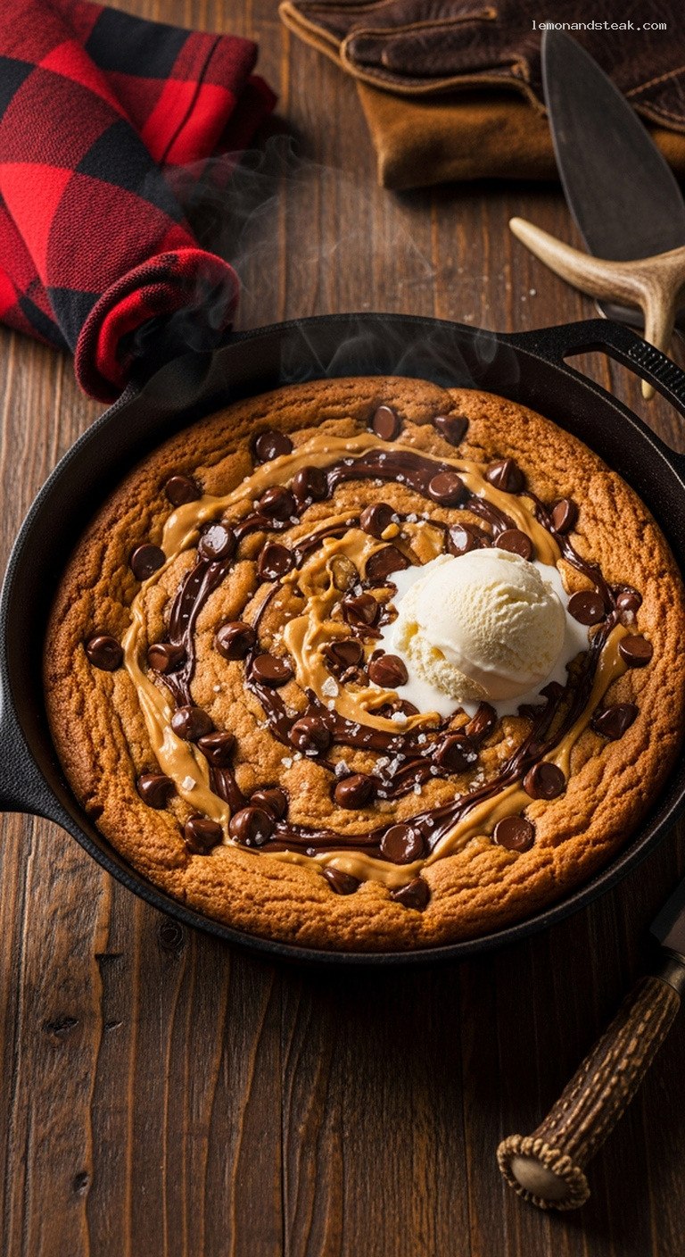 Gooey Peanut Butter Chocolate Chip Skillet Cookie