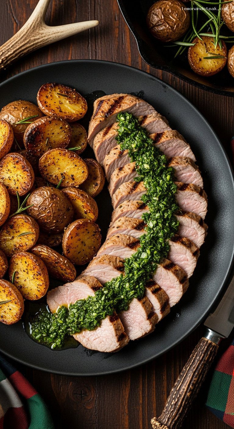 Grilled Chimichurri Pork Tenderloin with Fire-Roasted Potatoes