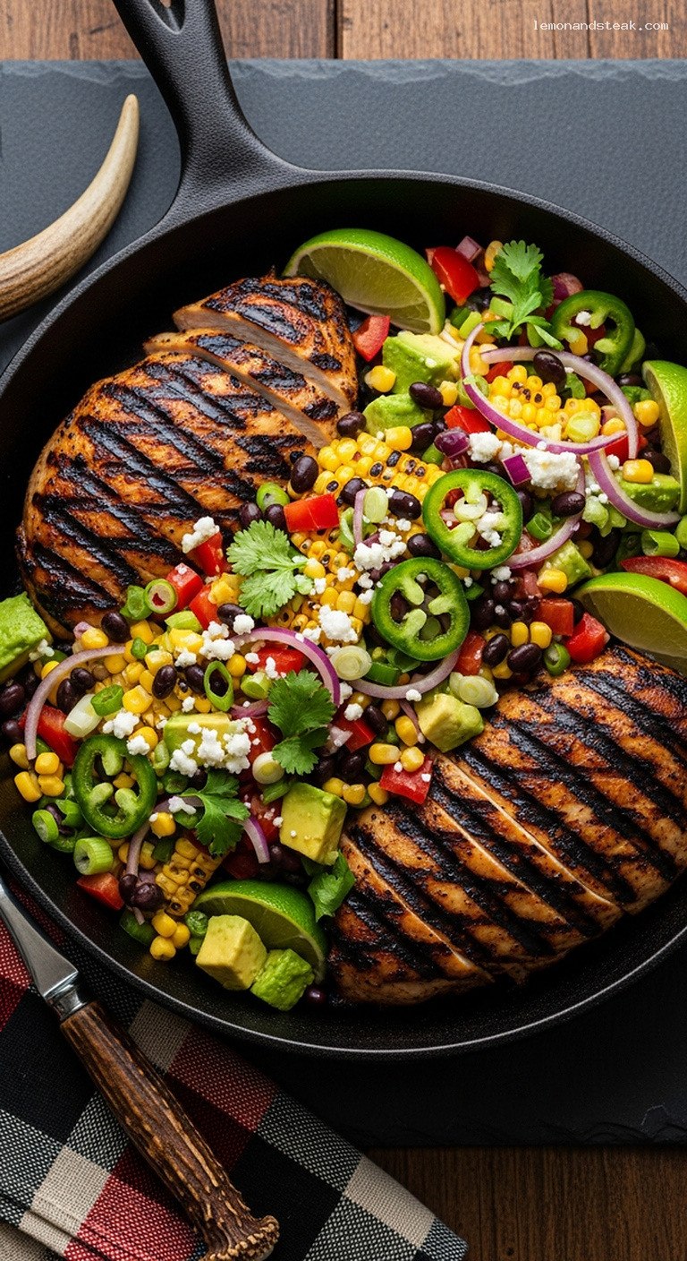 Grilled Corn and Black Bean Salsa With Charred Chicken