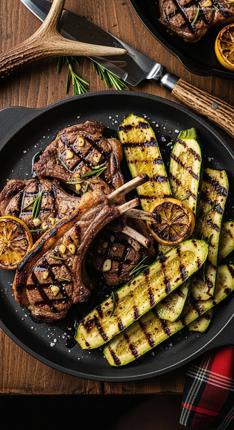 Grilled Rosemary Lamb Chops With Charred Zucchini