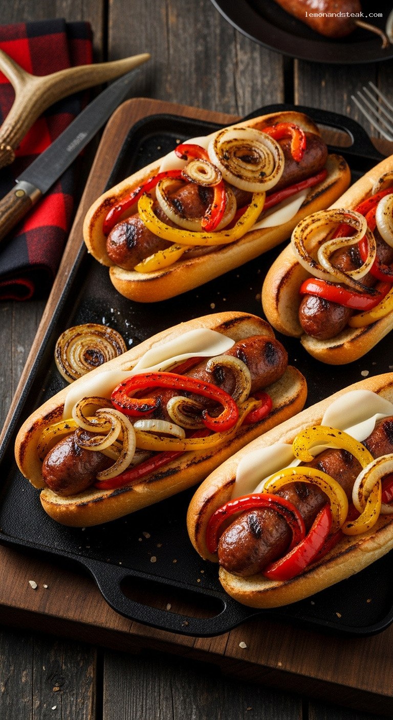 Grilled Sausage and Pepper Hoagies with Flame-Caramelized Onions