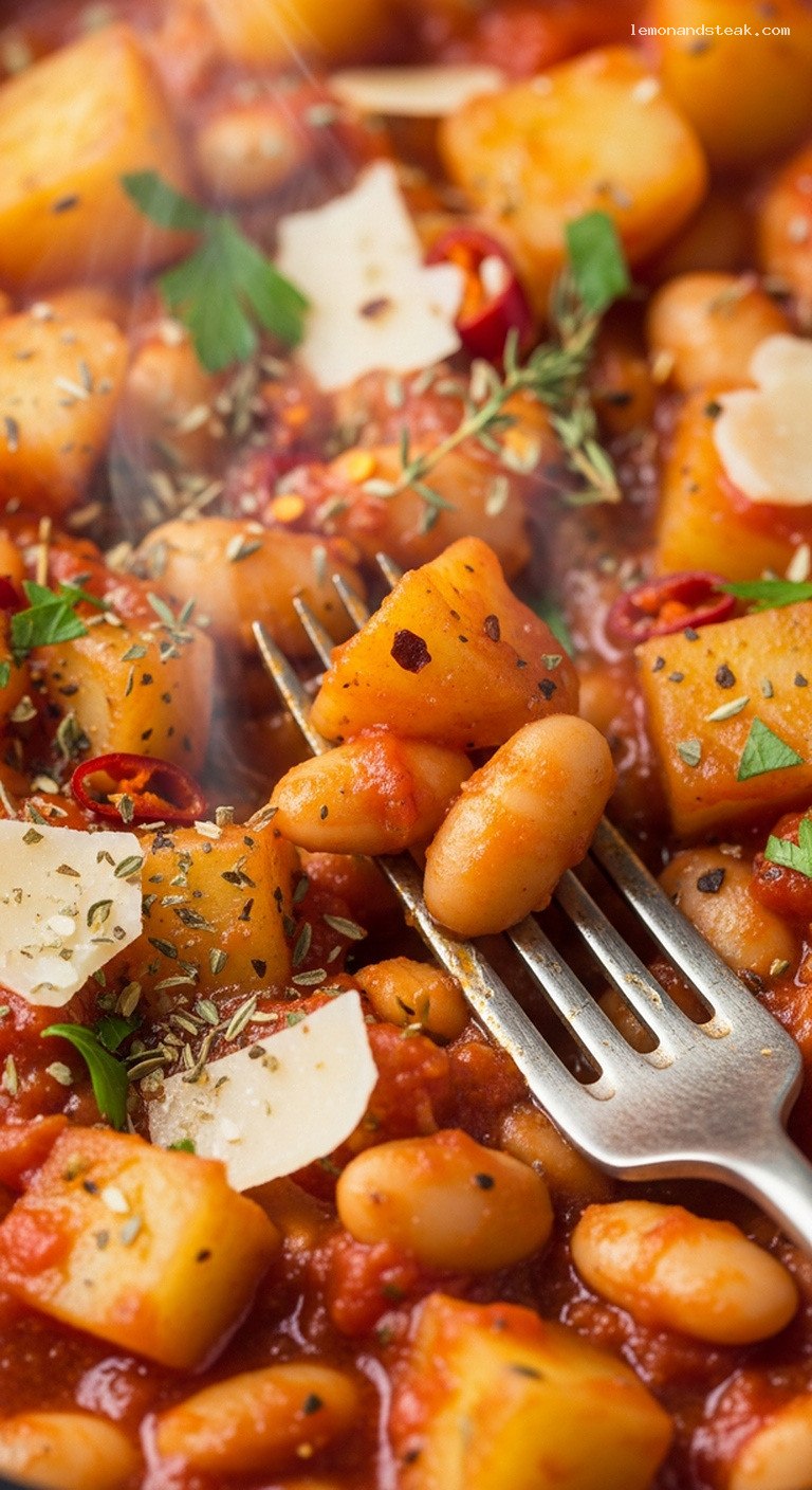 Hearty Potato and White Bean Ragù – Closeup