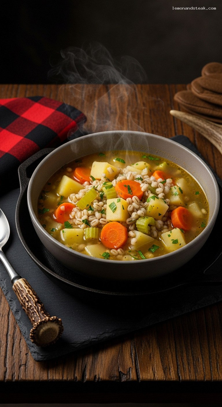 Hearty Potato Barley Soup with Carrots and Celery