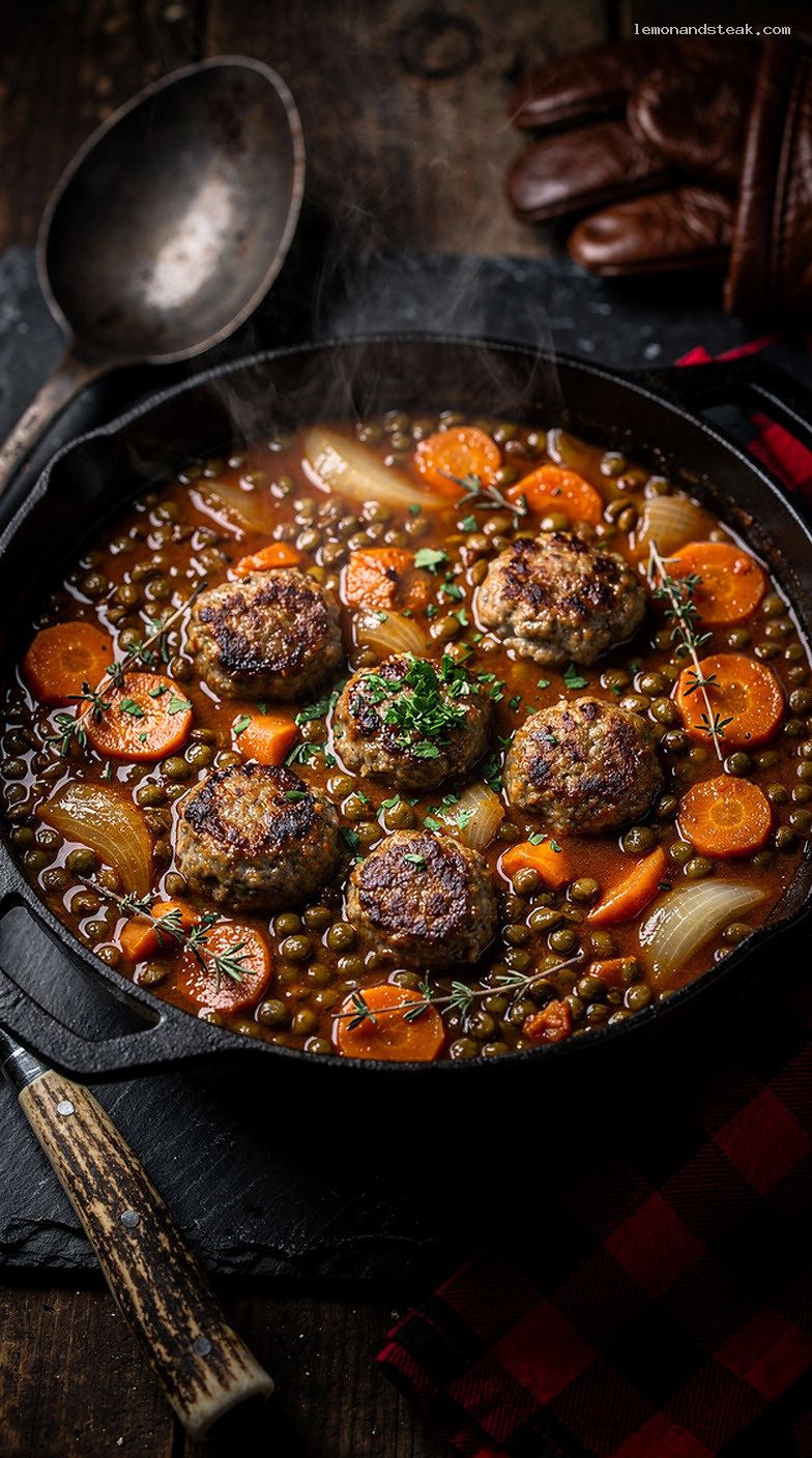 Hearty Sausage and Lentil Stew with Carrots and Herbs