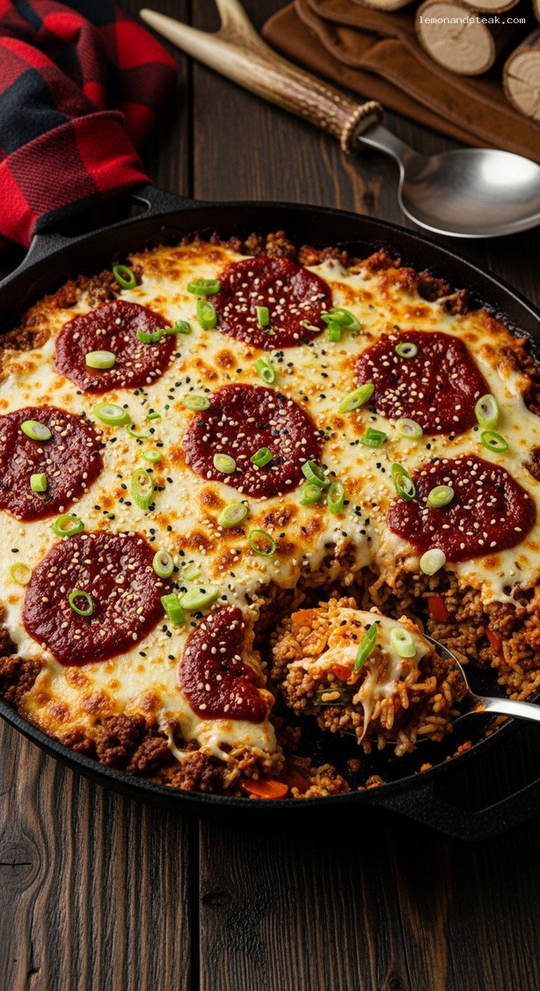 Hearty Spicy Gochugaru Beef and Rice Bake