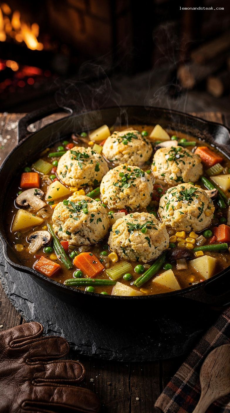 Hearty Vegetable Stew with Fluffy Dumplings