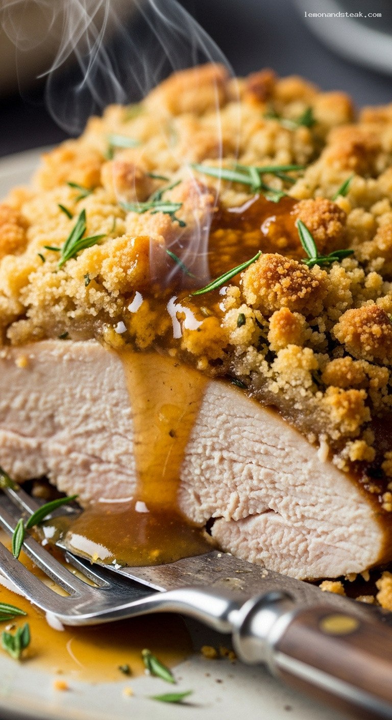 Herb-Crusted Turkey with Buttery Cracker Coating – Closeup