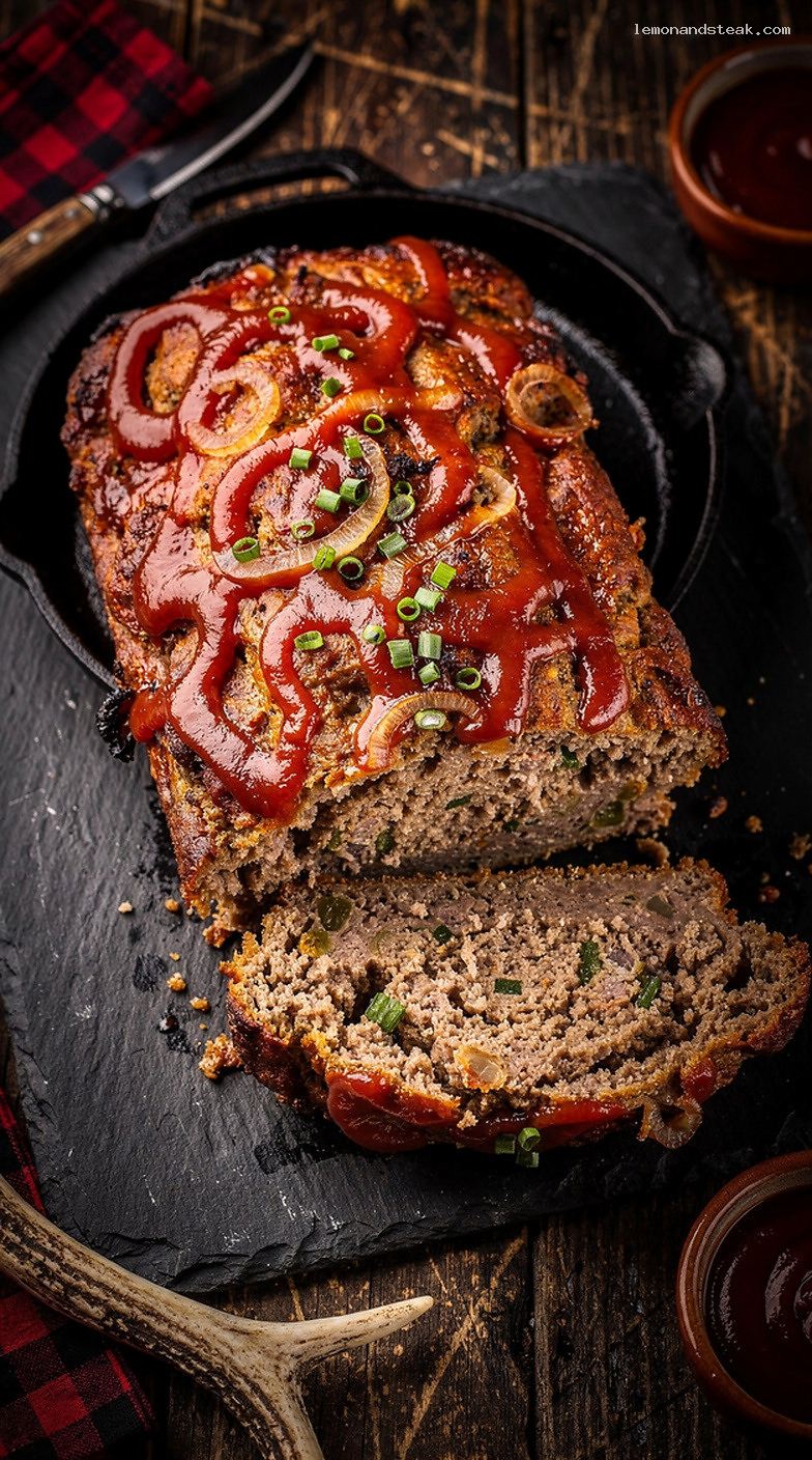 Homestyle Beef Meatloaf With Chives and Ketchup Glaze