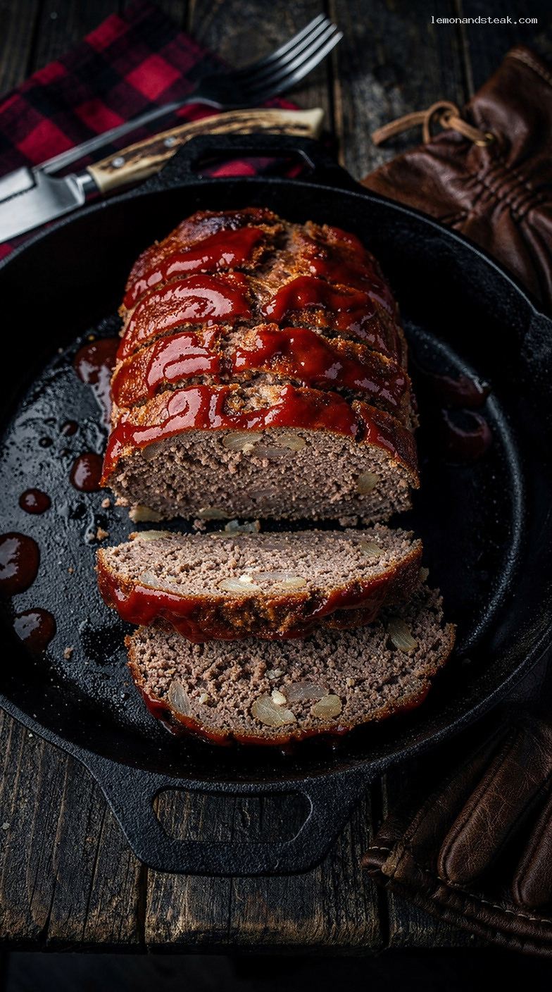 Homestyle Beef Meatloaf with Creamy Breadcrumbs and Ketchup Glaze