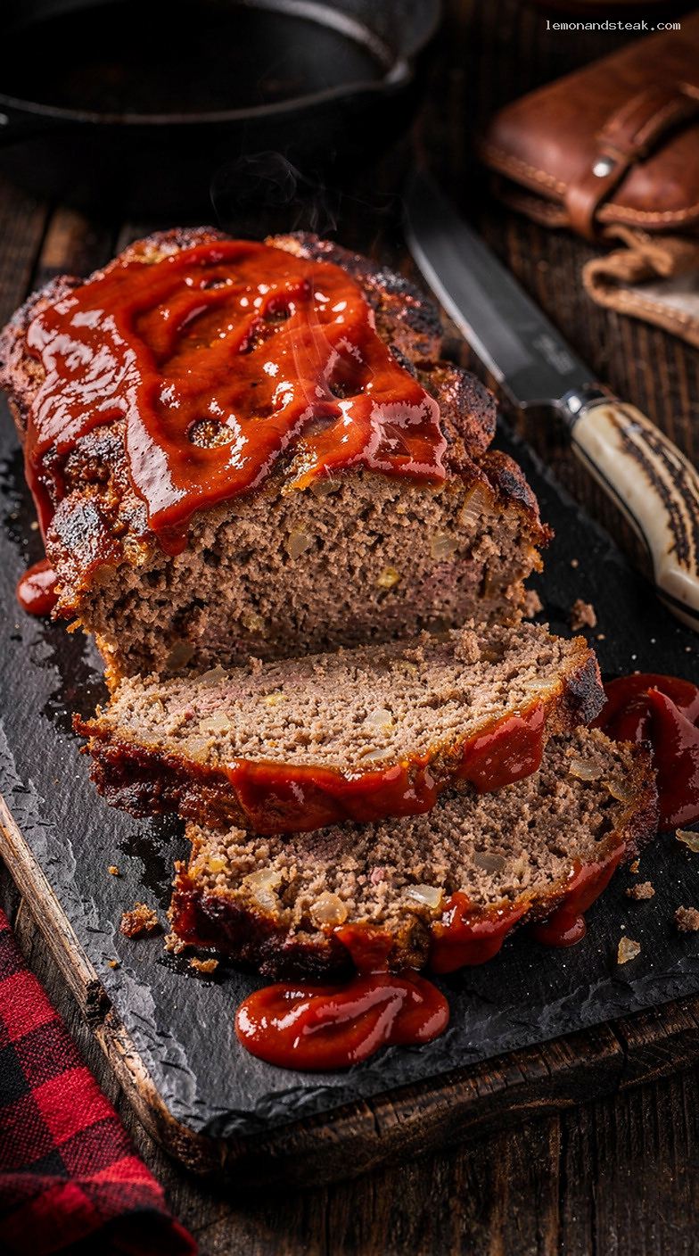 Homestyle Beef Meatloaf with Onion Powder and Tomato Glaze