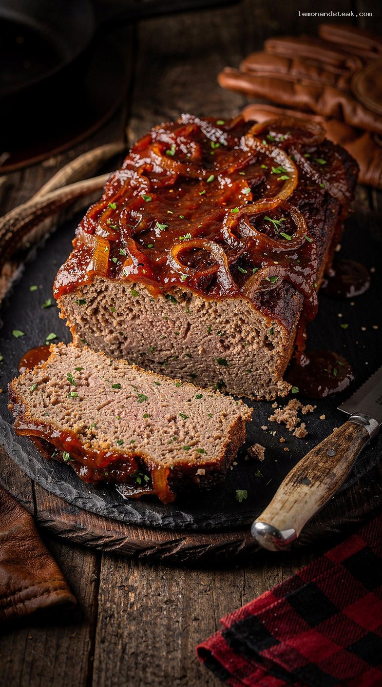 Homestyle Beef Meatloaf With Onion Tomato Jam Topping