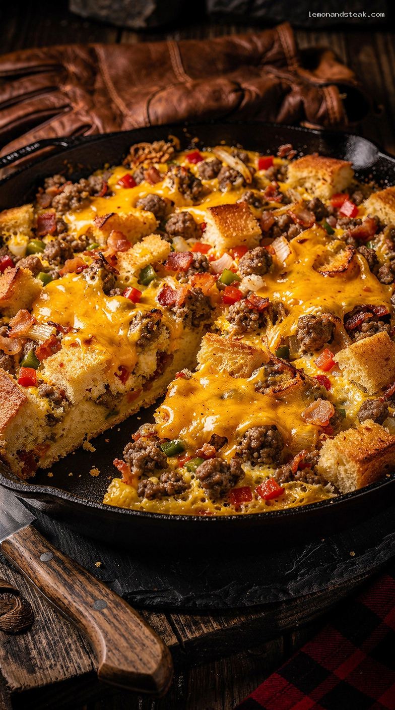 Homestyle Breakfast Egg Casserole With Cheese and Sausage