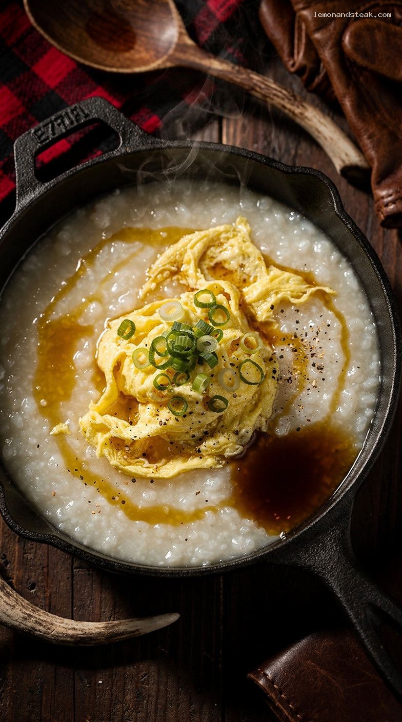 Homestyle Egg and Rice Porridge with Silky Swirled Eggs