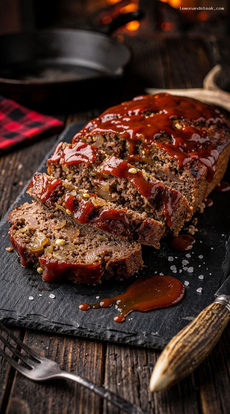 Homestyle Garlic Beef Meatloaf With Ketchup Glaze