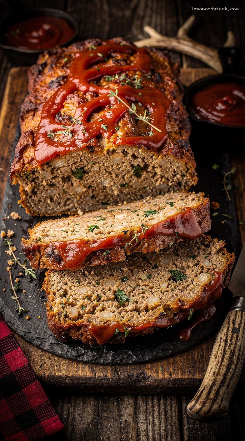 Homestyle Garlic Herb Meatloaf with Tomato Glaze
