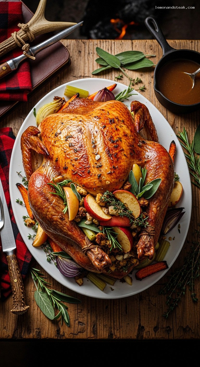 Homestyle Herb-Roasted Turkey With Apple and Onion