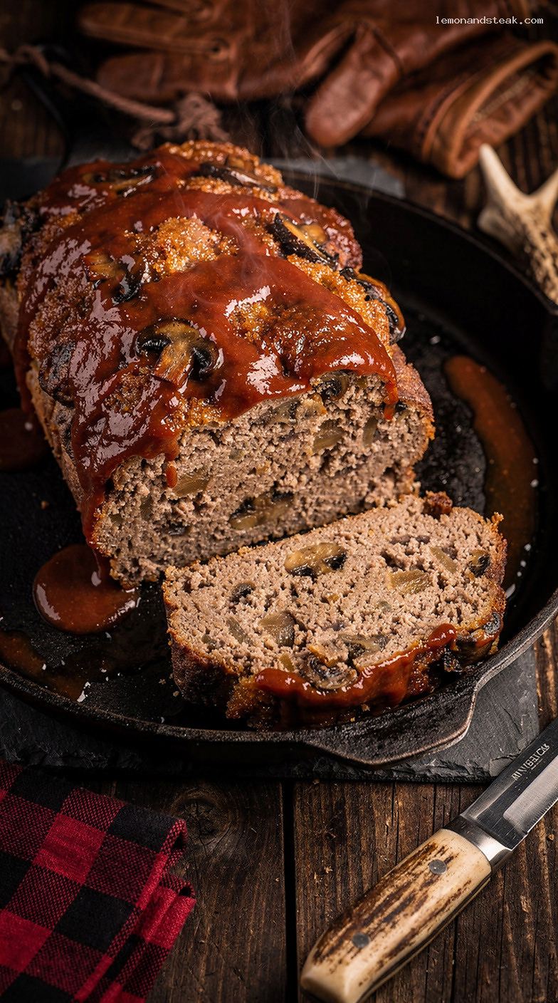 Homestyle Mushroom Meatloaf with Ketchup Glaze