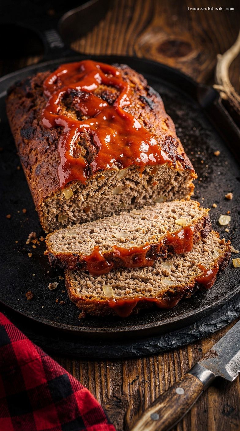 Homestyle Paprika Garlic Meatloaf With Ketchup Glaze