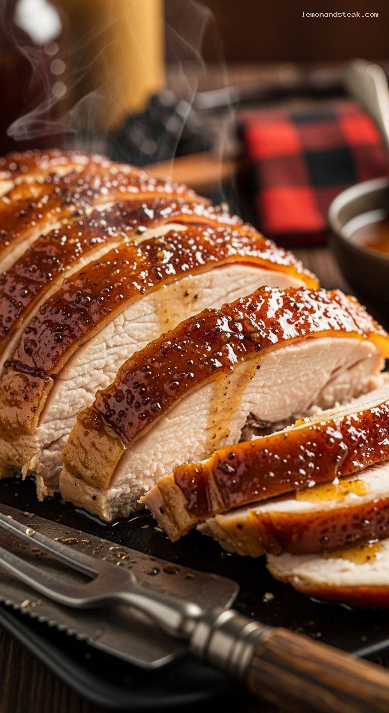 Honey Apple Cider Glazed Roast Turkey – Closeup